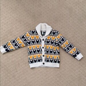 Janie and Jack White, Yellow, and Black Mickey Patterned Sweater